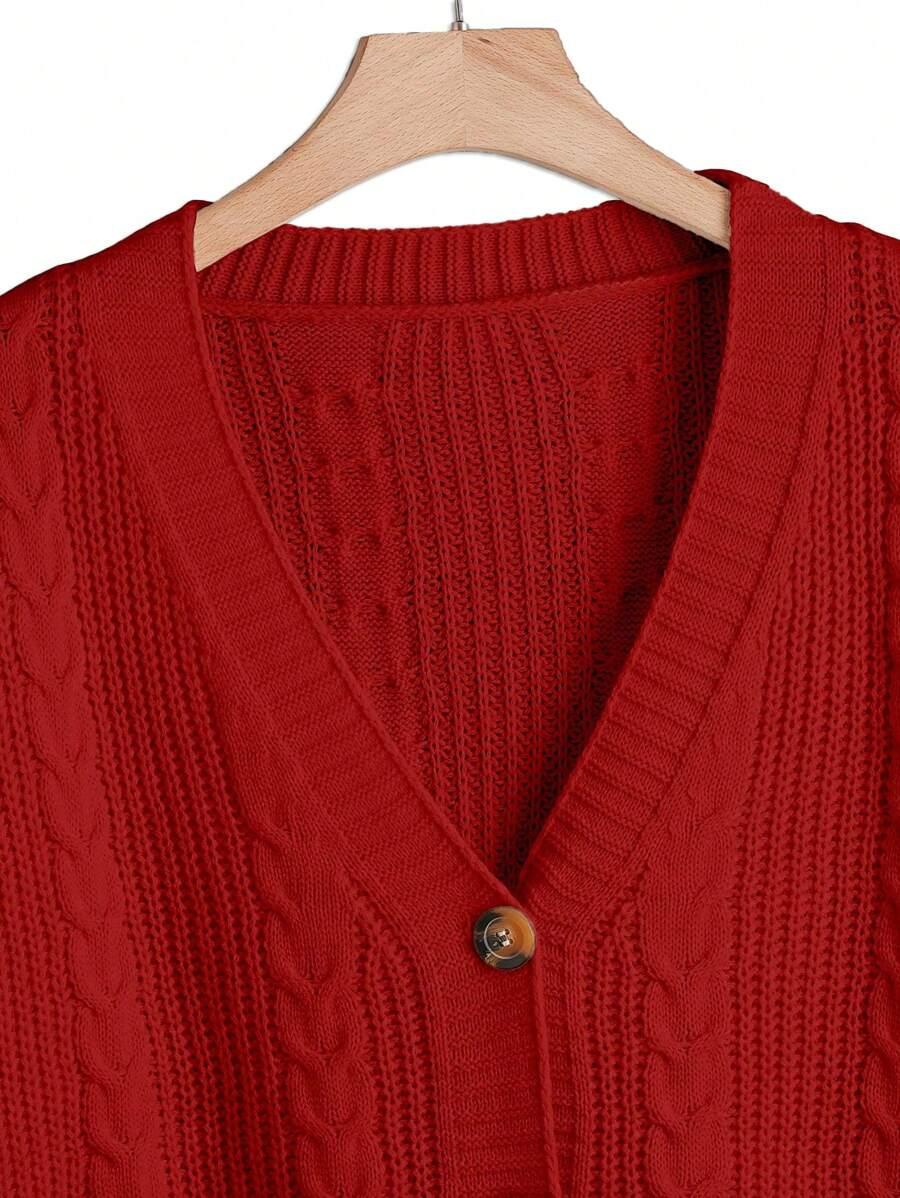 czerwony sweter kardigan guziki