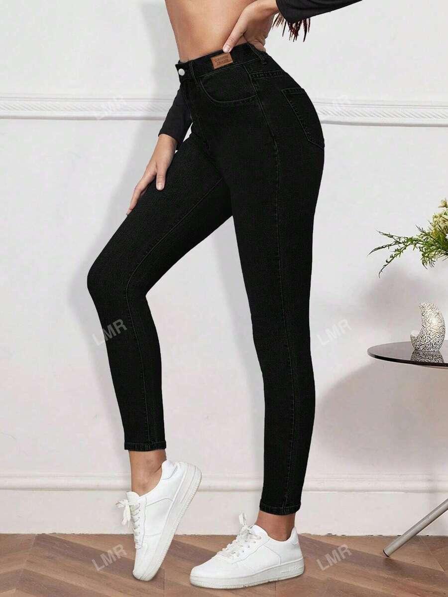 CZARNE SPODNIE JEANS RURKI 