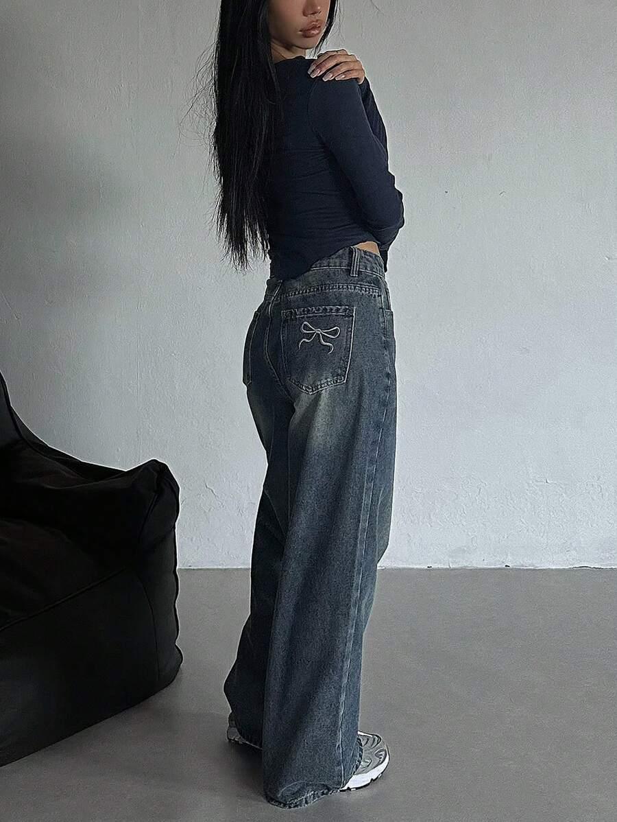 NIEBIESKIE SPODNIE JEANS PROSTA NOGAWKA