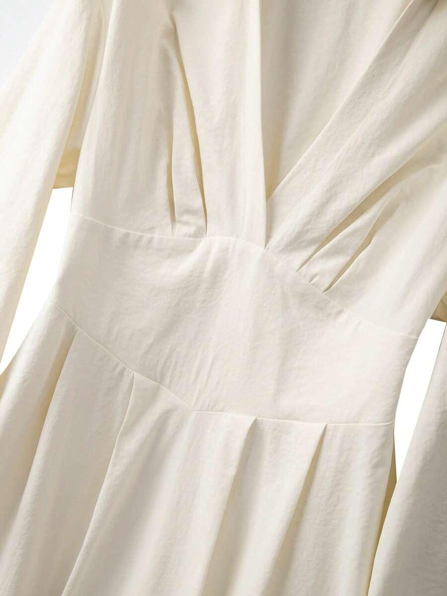ecru sukienka v-neck