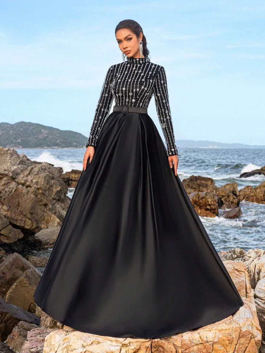 CZARNA MAXI SUKIENKA