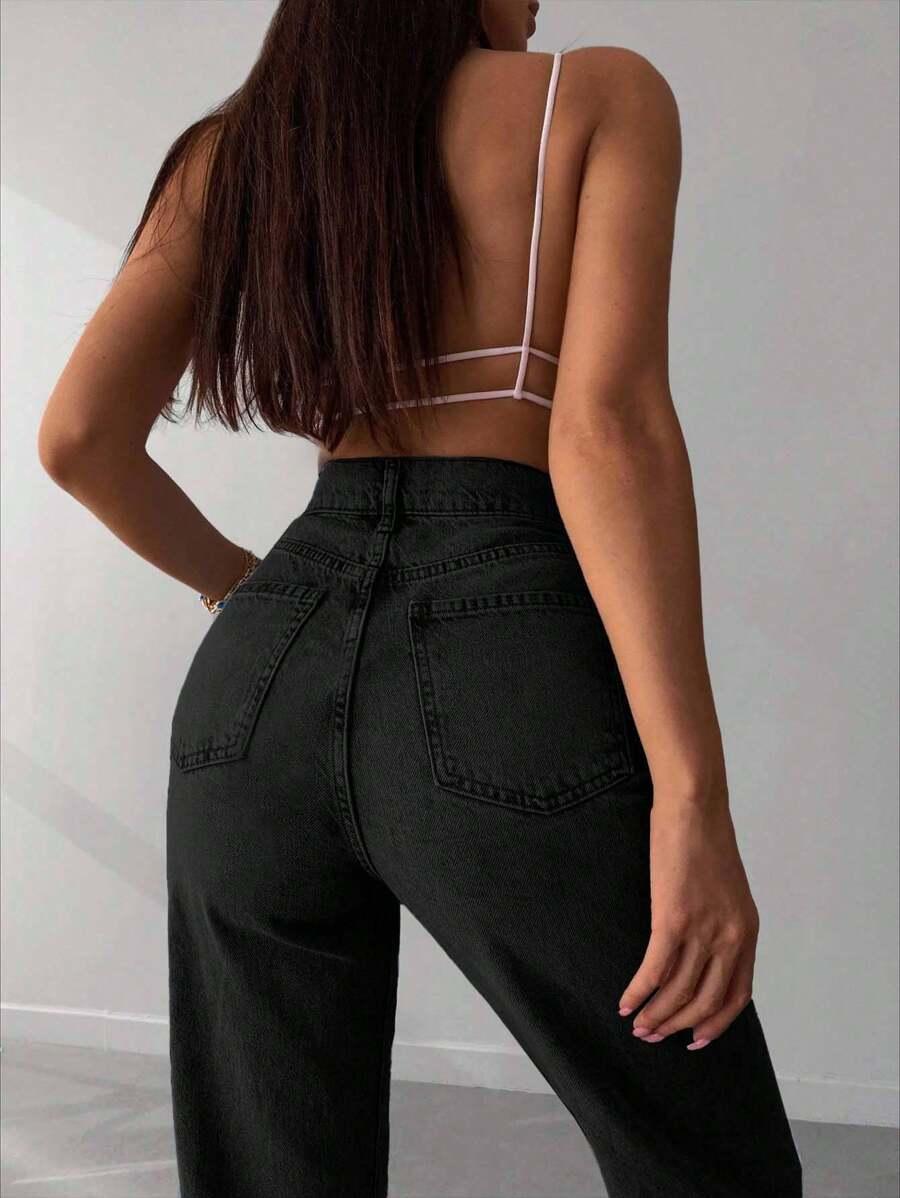 CZARNE SPODNIE JEANS 