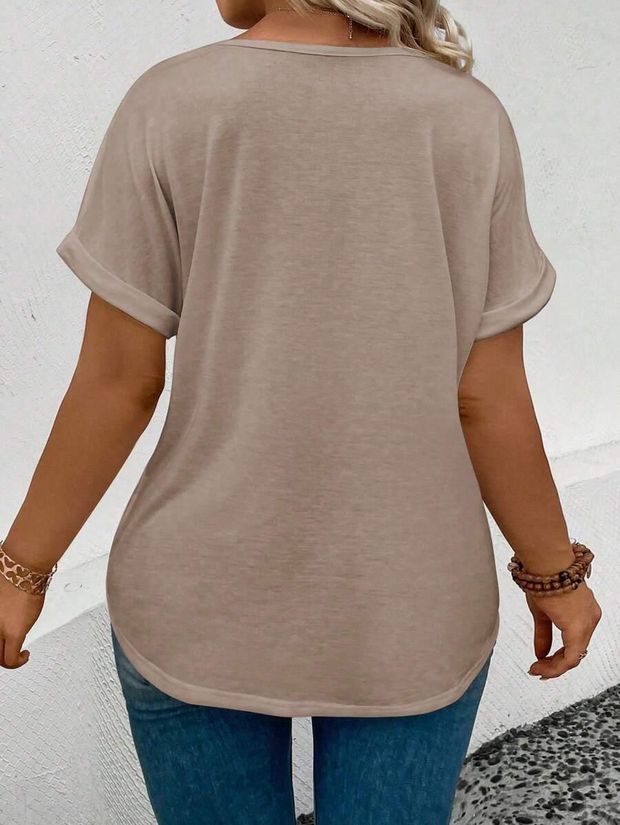 beżowa bluzka v-neck