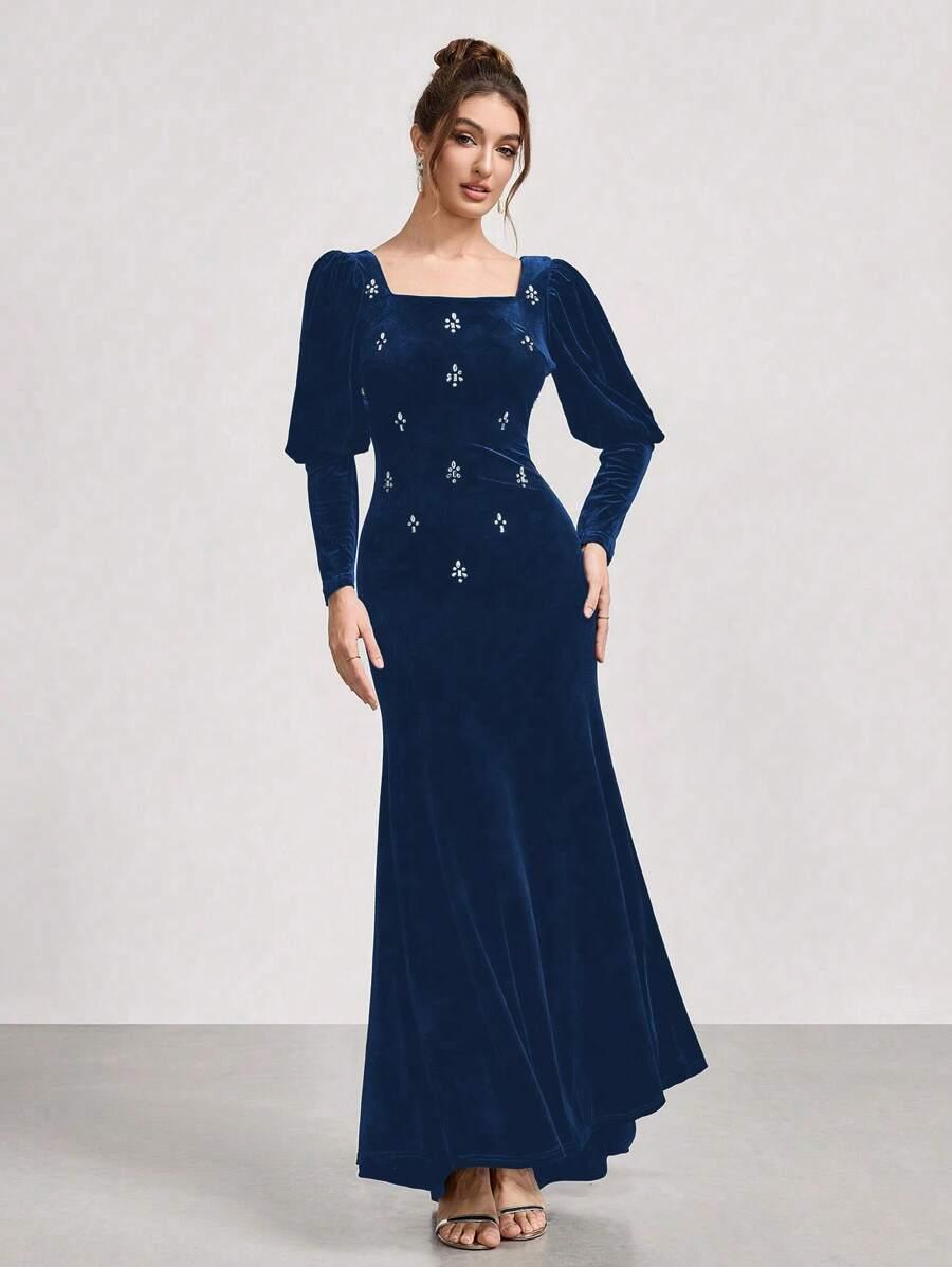 SUKIENKA ELEGANCKA MAXI Z KRYSZTAŁKAMI
