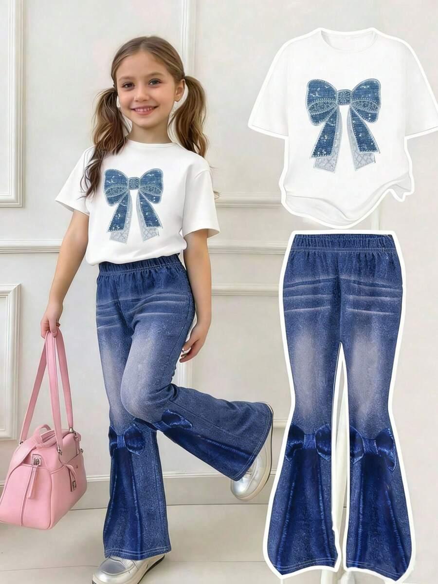 komplet bluzka legginsy dzwony