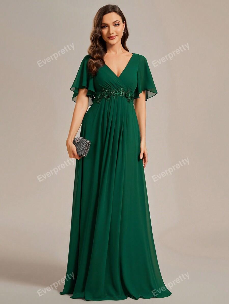 ZIELONA MAXI SUKIENKA V-NECK