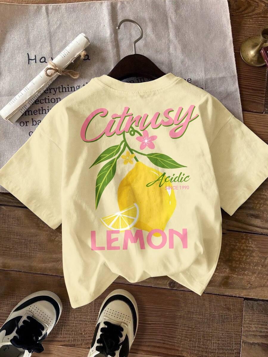 ŻÓŁTY T-SHIRT NADRUK