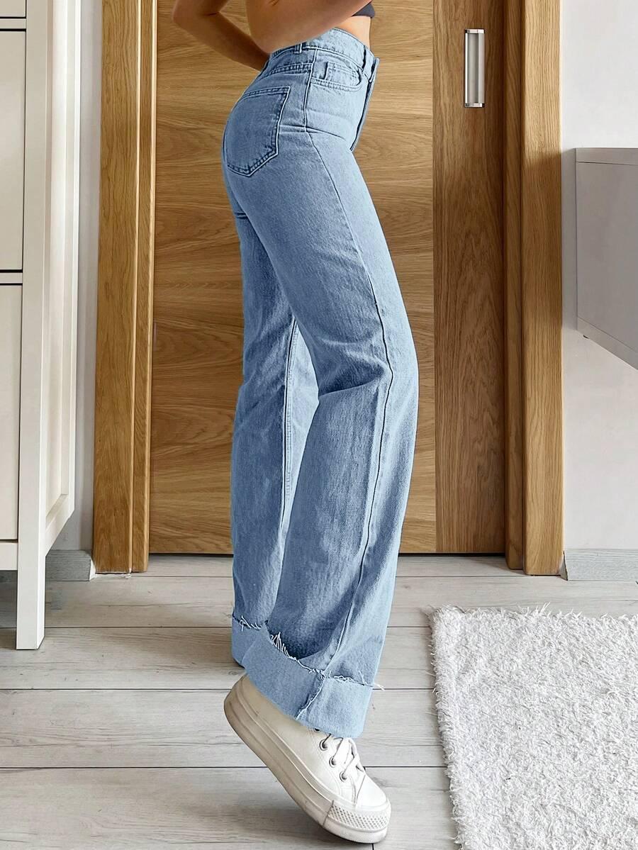 spodnie podwijane rękawy jeans