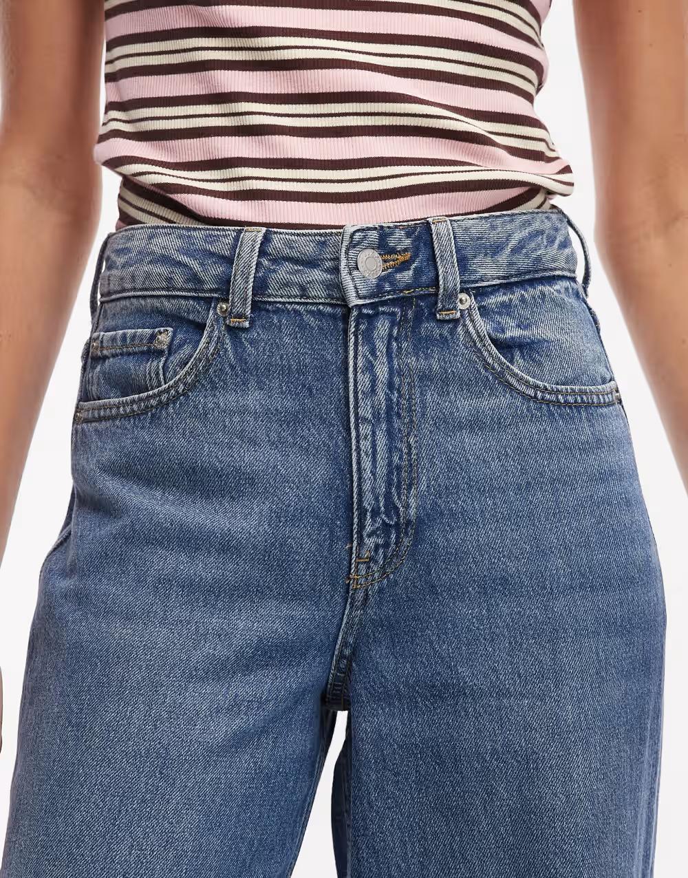 NIEBIESKIE SPODNIE JEANS SZEROKA NOGAWKA