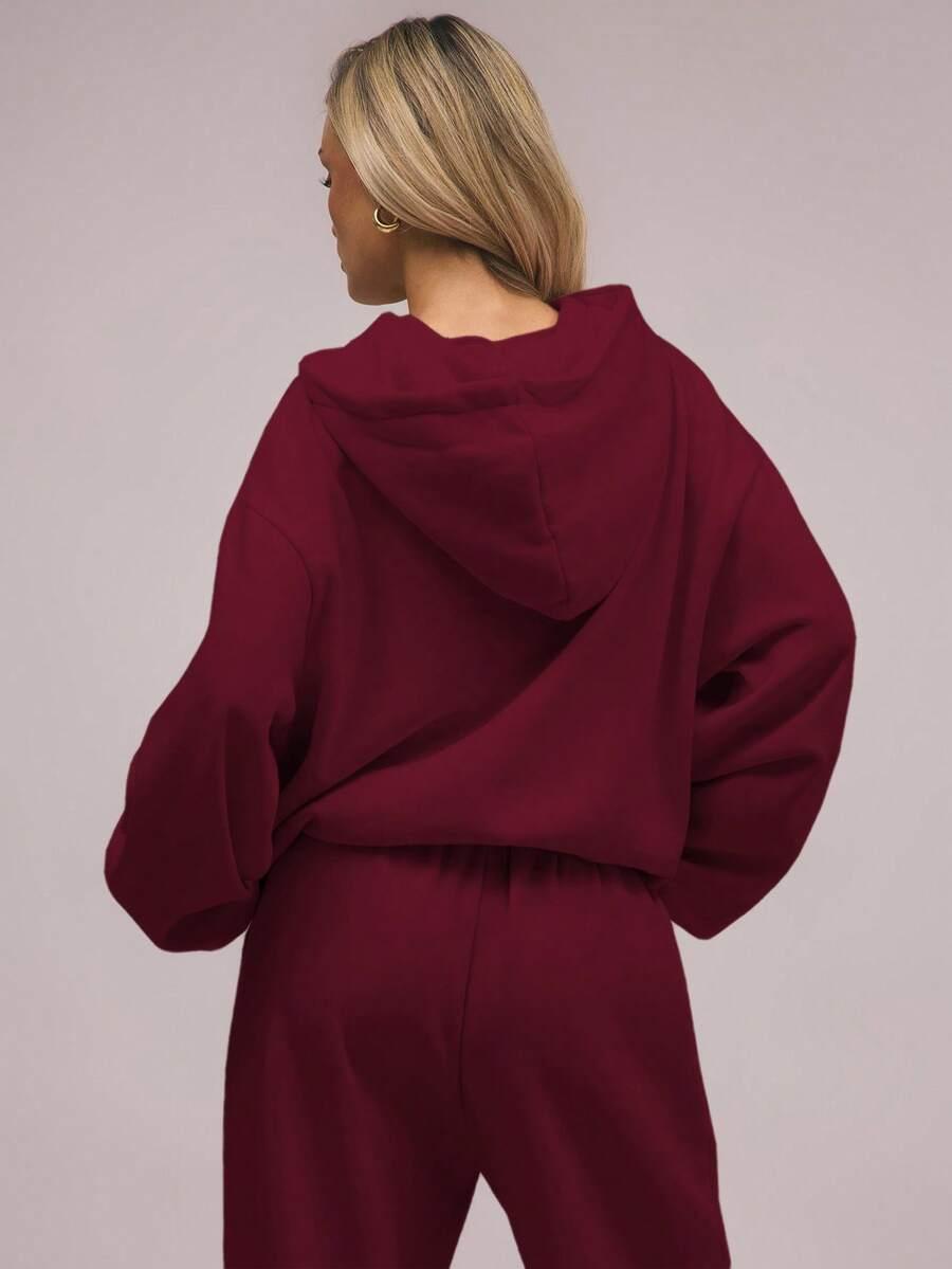 BORDOWA BLUZA Z KAPTUREM