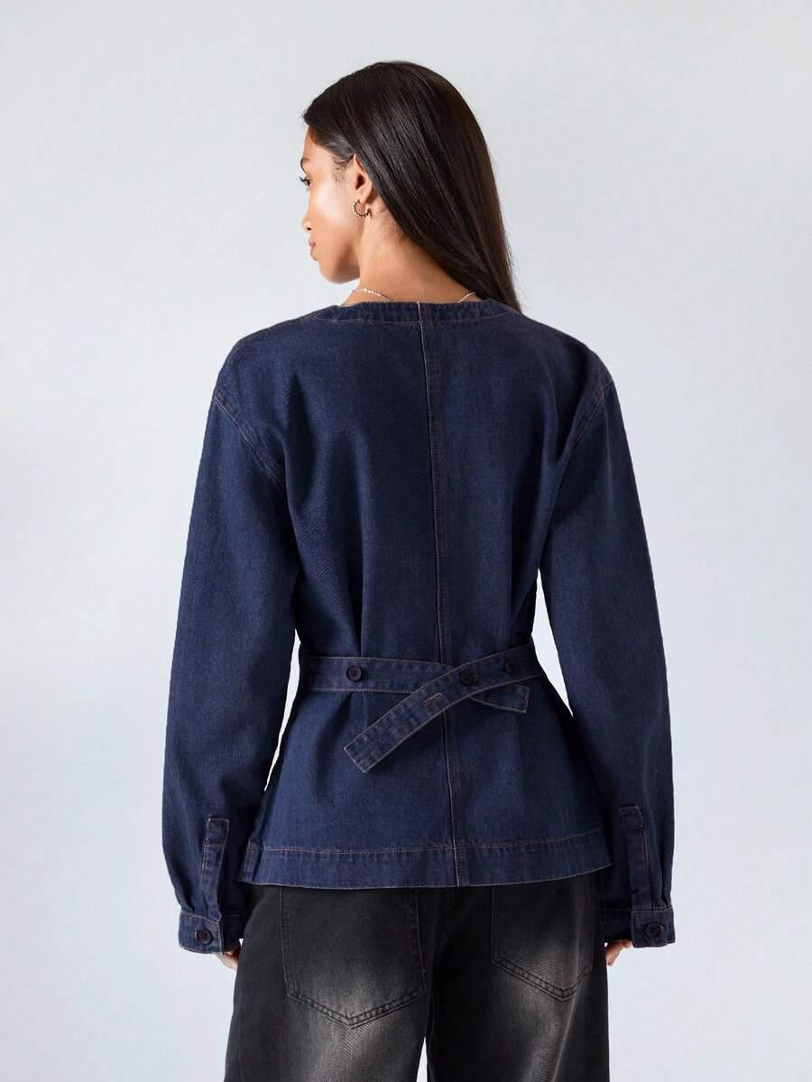 granatowa bluzka jeans