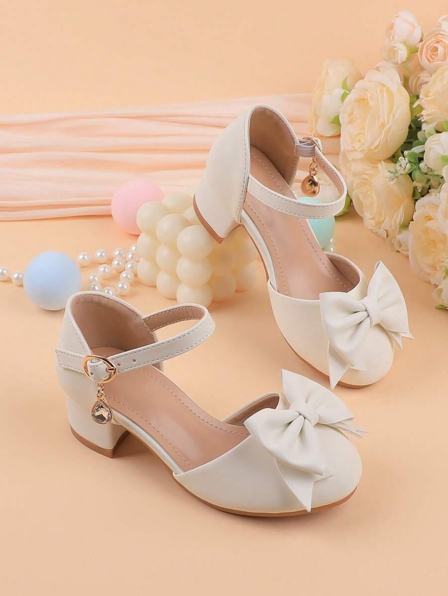 BUTY DZIEWCZĘCE NA OBCASIE Z KOKARDĄ