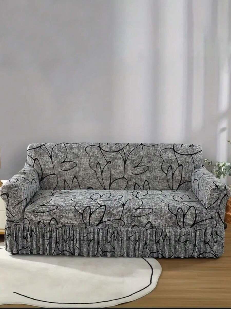 beżowy pokrowiec na sofę
