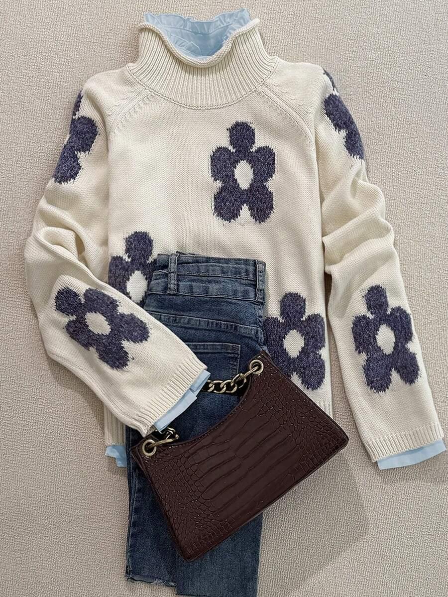 BEŻOWY SWETER PRINT 