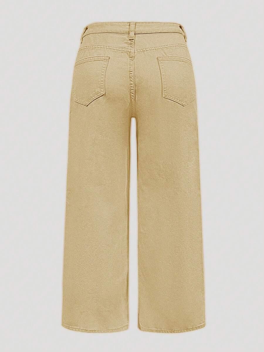 beżowe spodnie jeans 