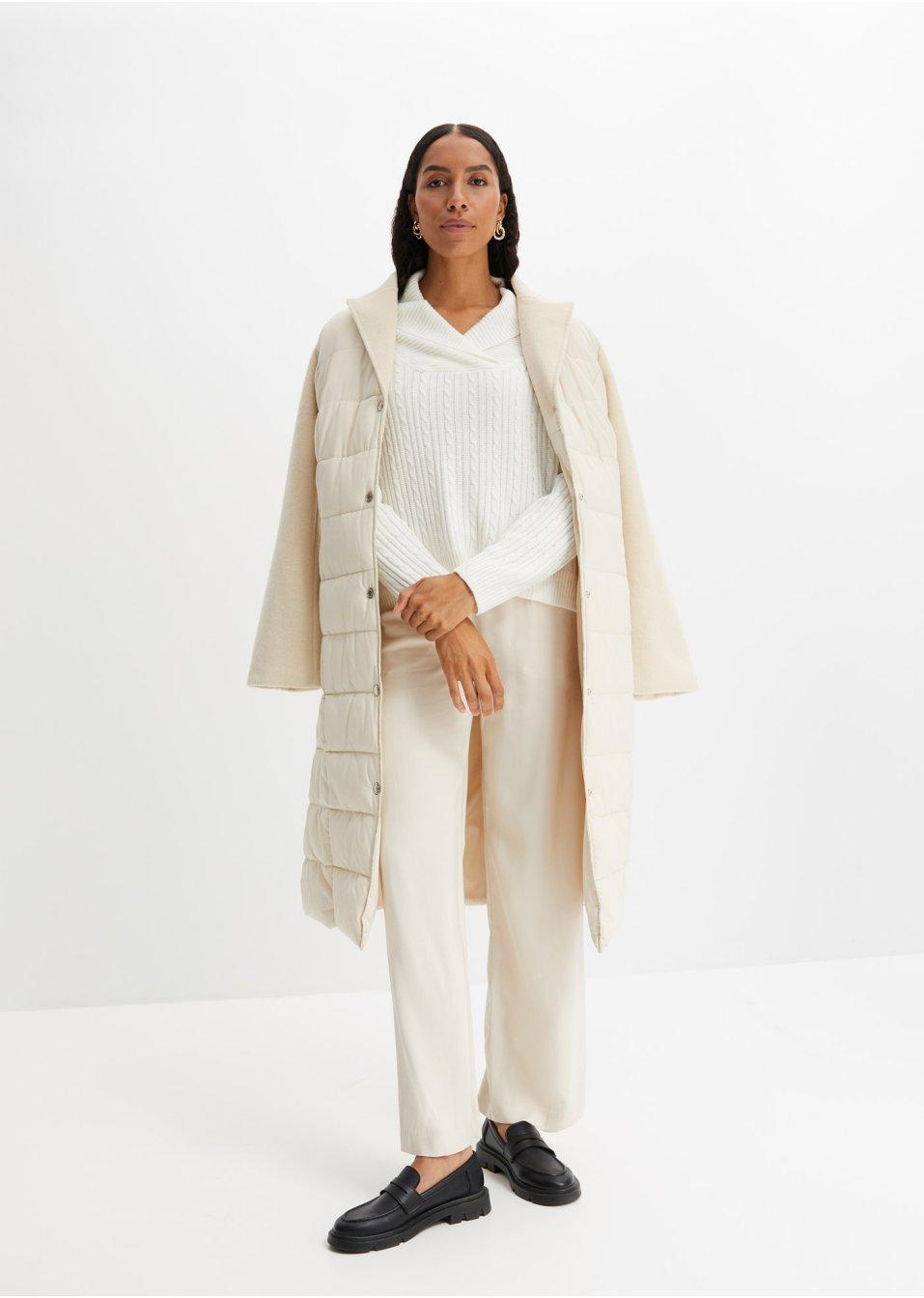 BIAŁY SWETER V-NECK