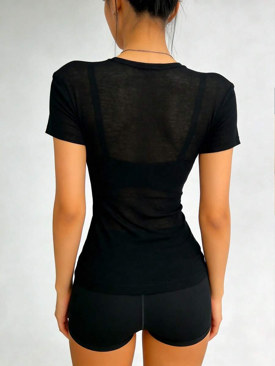 czarny t-shirt casual