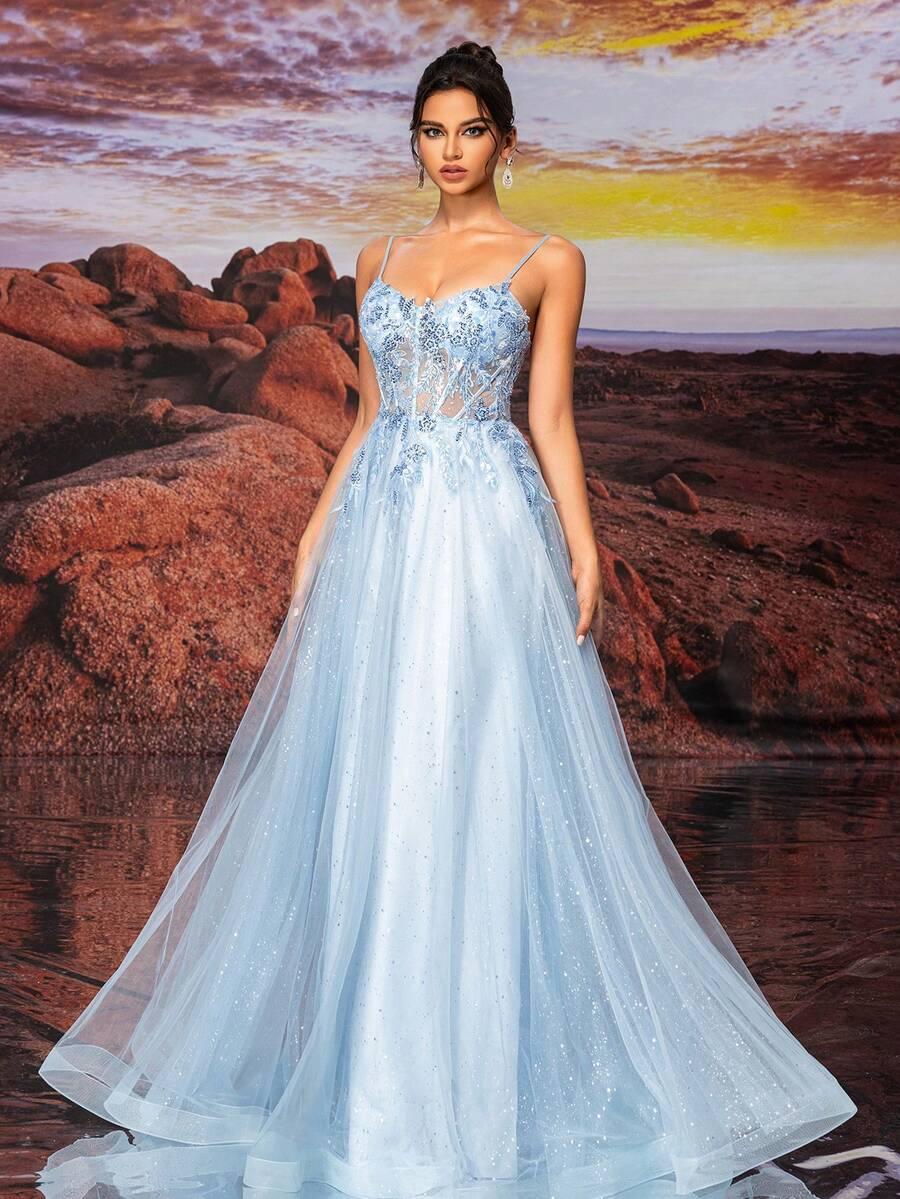 niebieska maxi sukienka