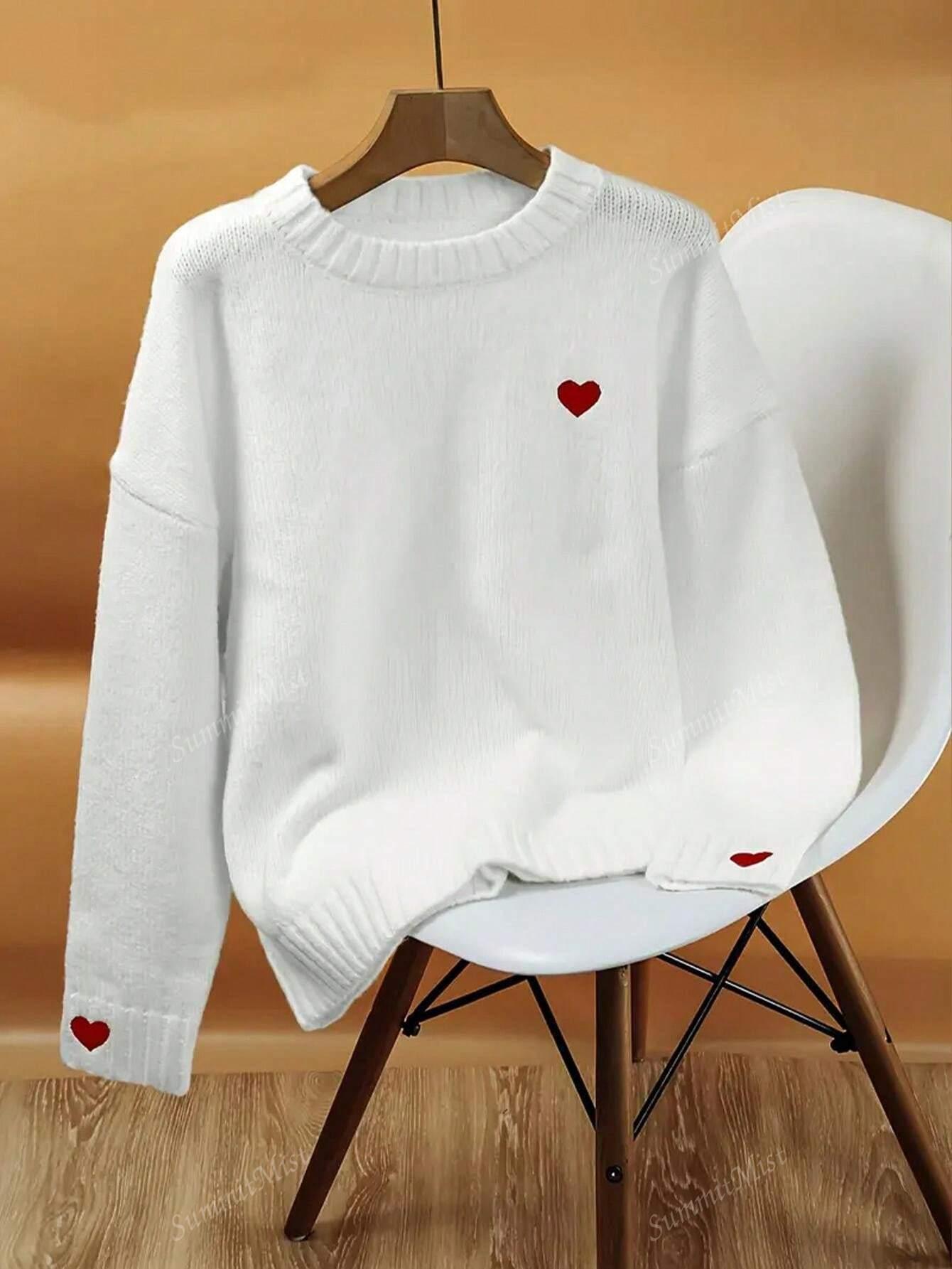 biały DZIANINOWY SWETER