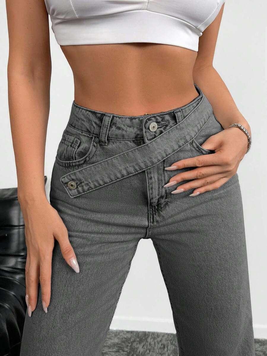 SZARE SPODNIE JEANS