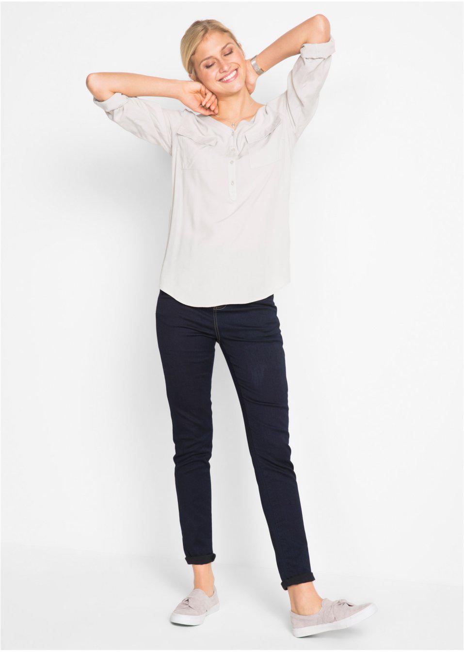 GRANATOWE SPODNIE JEANS RURKI WYSOKI STAN