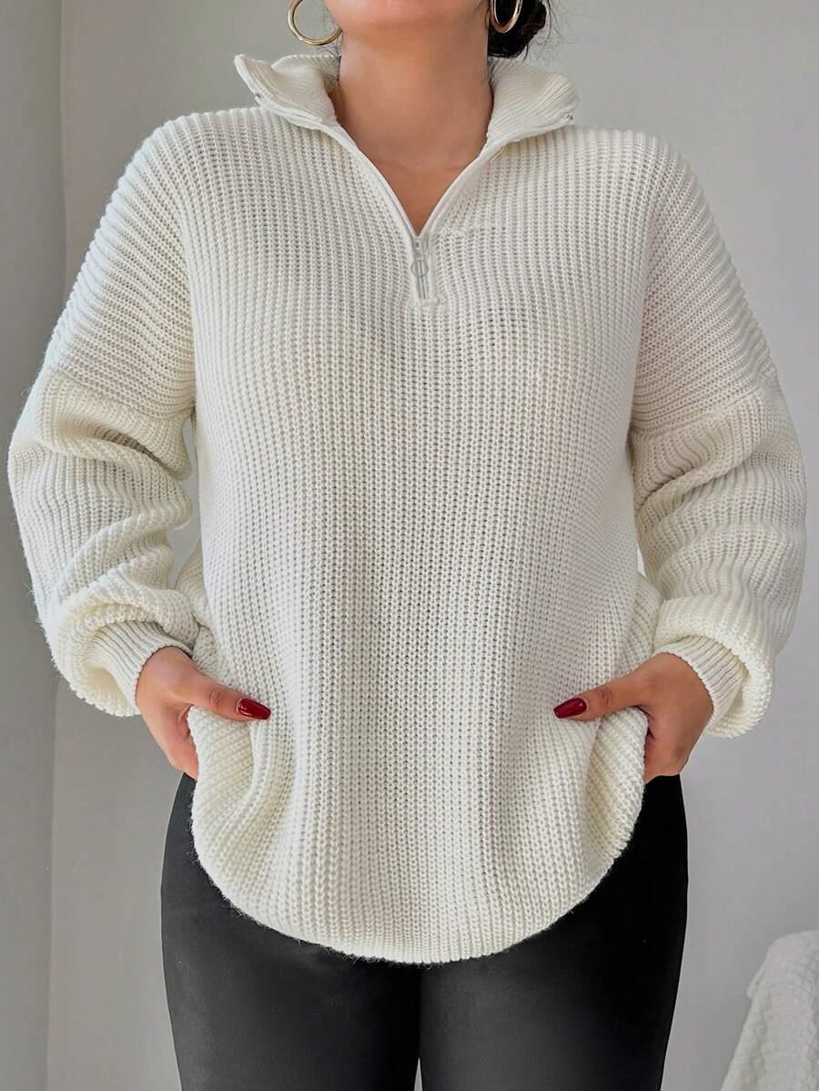BIAŁY SWETER ZAMEK 