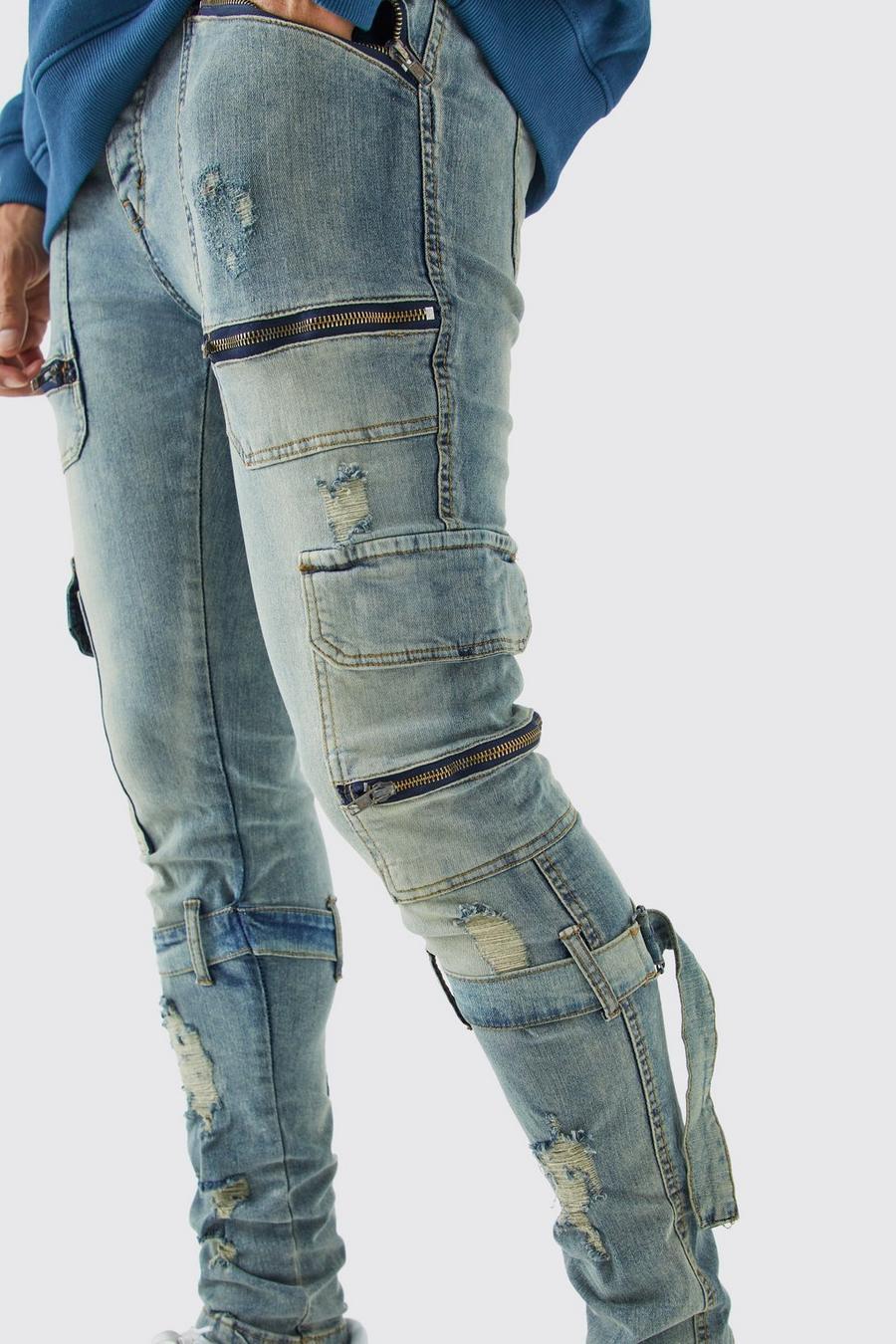 spodnie jeans bojówki kieszenie zip