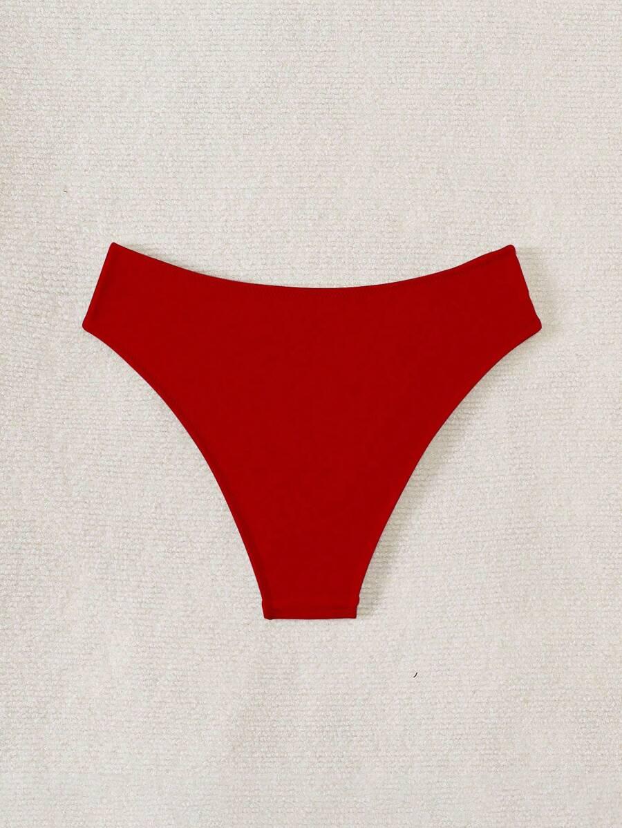 CZERWONY DÓŁ OD BIKINI WYCIĘCIA 