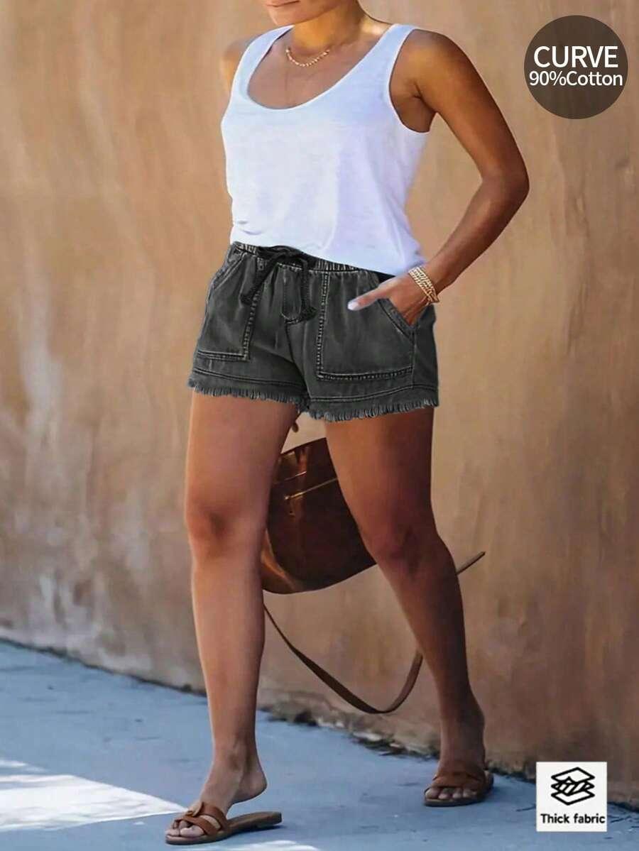 SZARE SPODENKI JEANS 