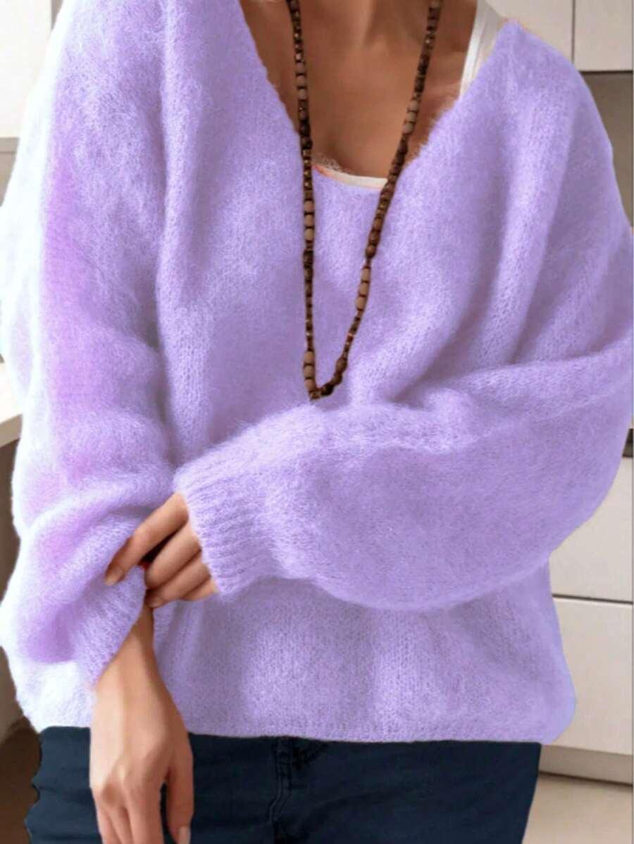fioletowy dzianinowy sweter 