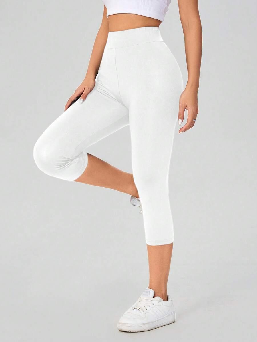 białe legginsy 3/4