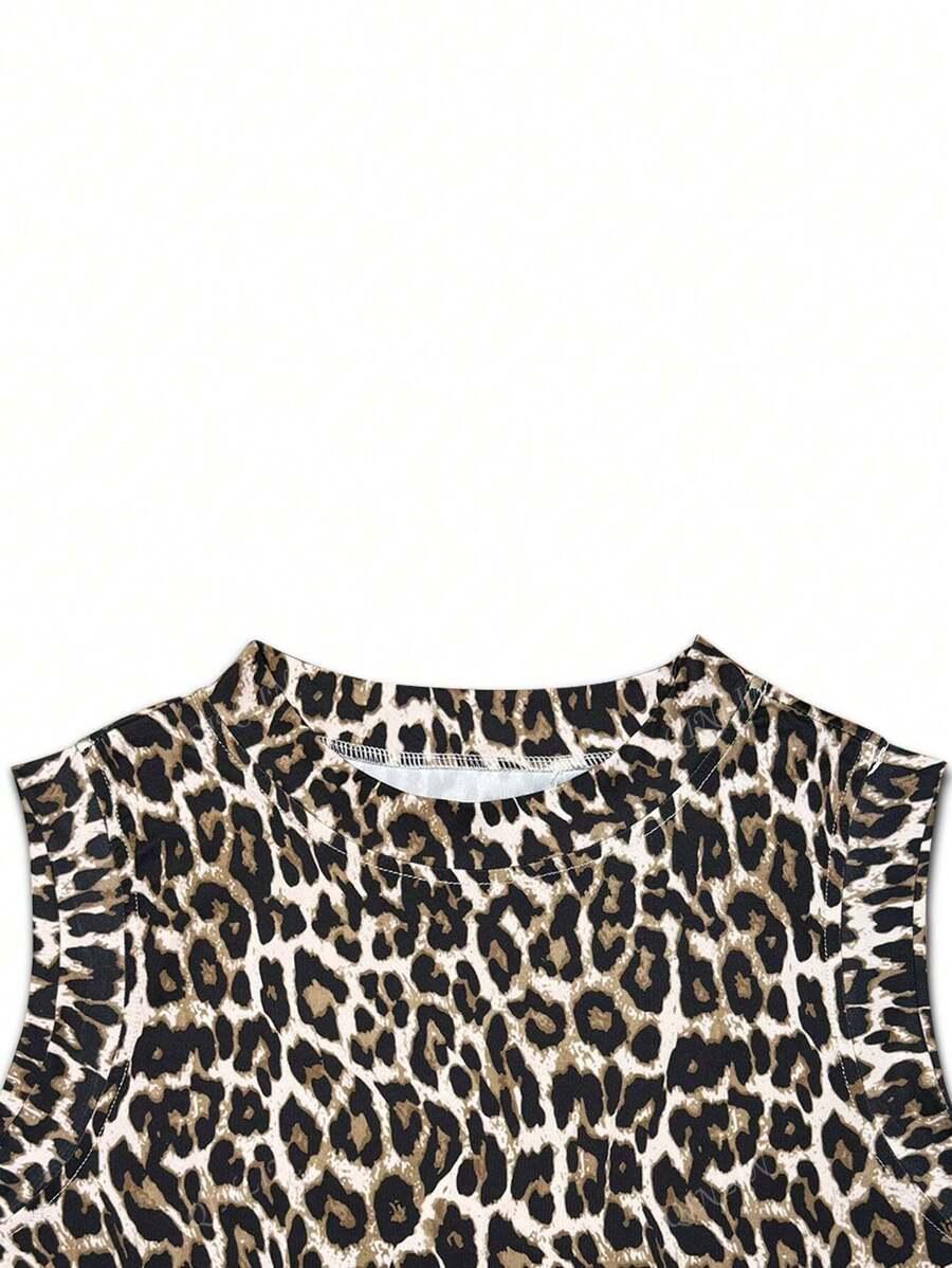 SUKIENKA bez rękawów ANIMAL PRINT rozcięcie