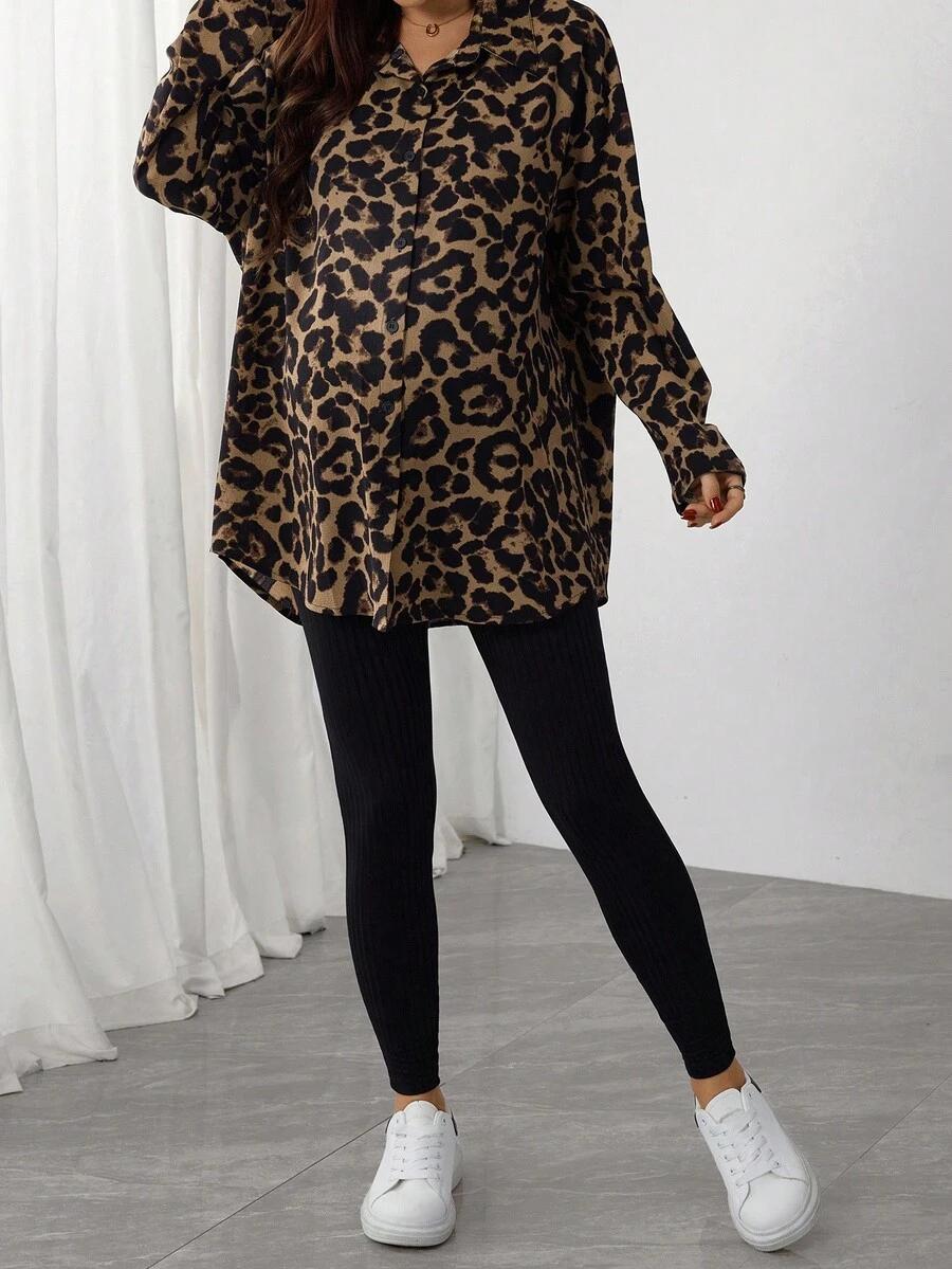 ciążowy komplet kombinezon koszula animal print