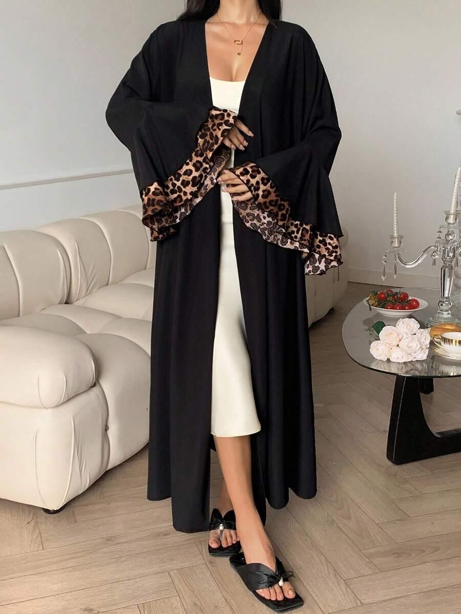 czarny szlafrok animal print