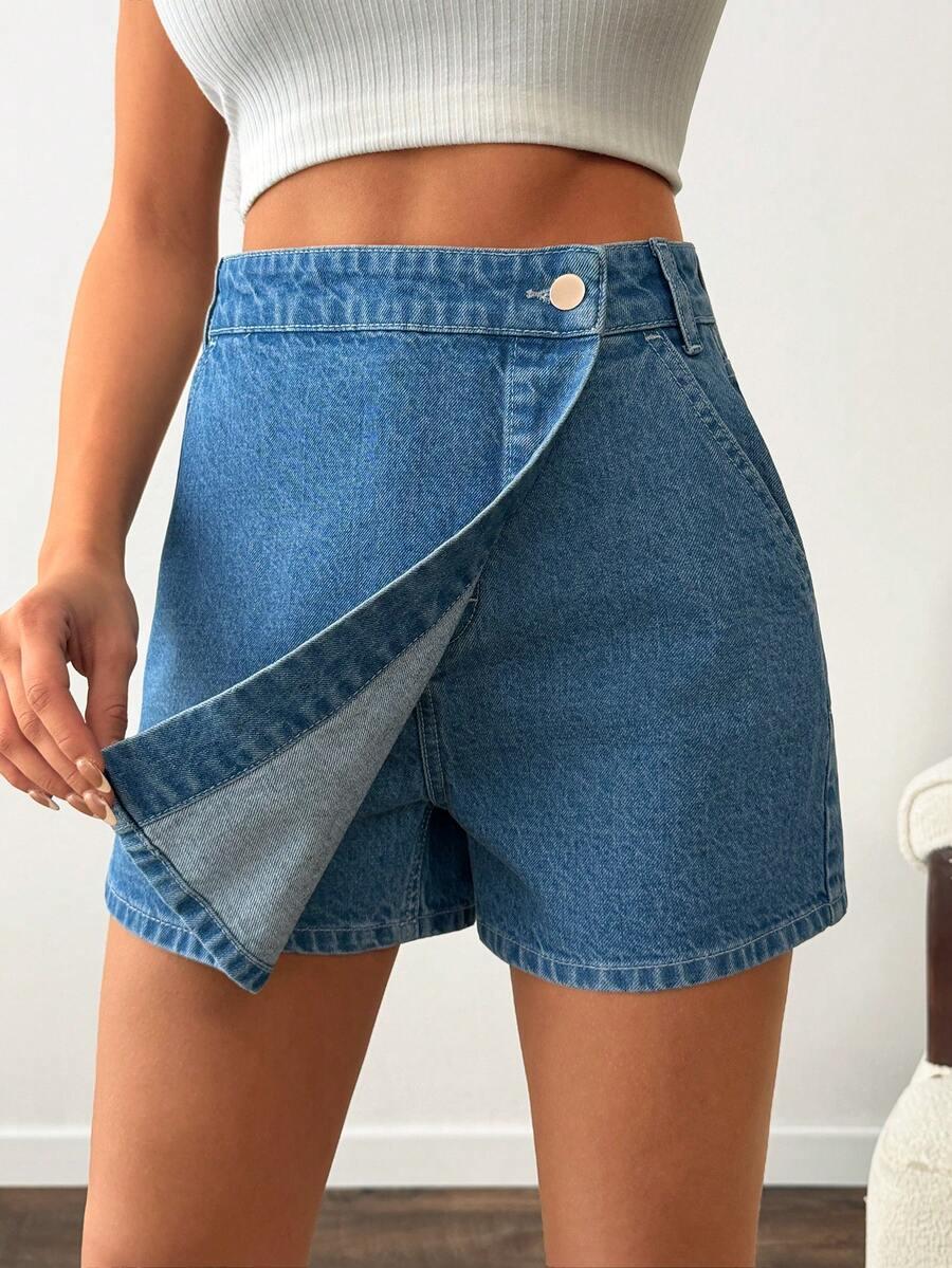 niebieski spódnico-spodenki jeans