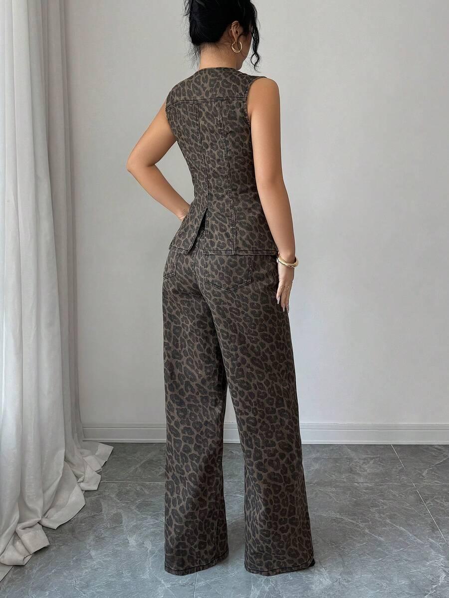 kamizelka jeans animal print