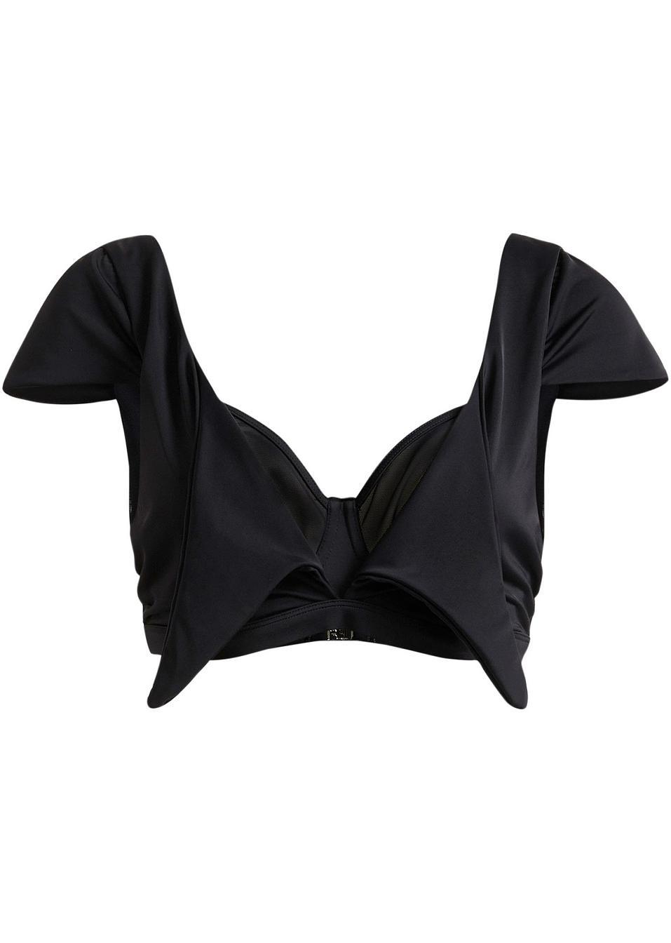 czarna góra od bikini top fiszbiny splot