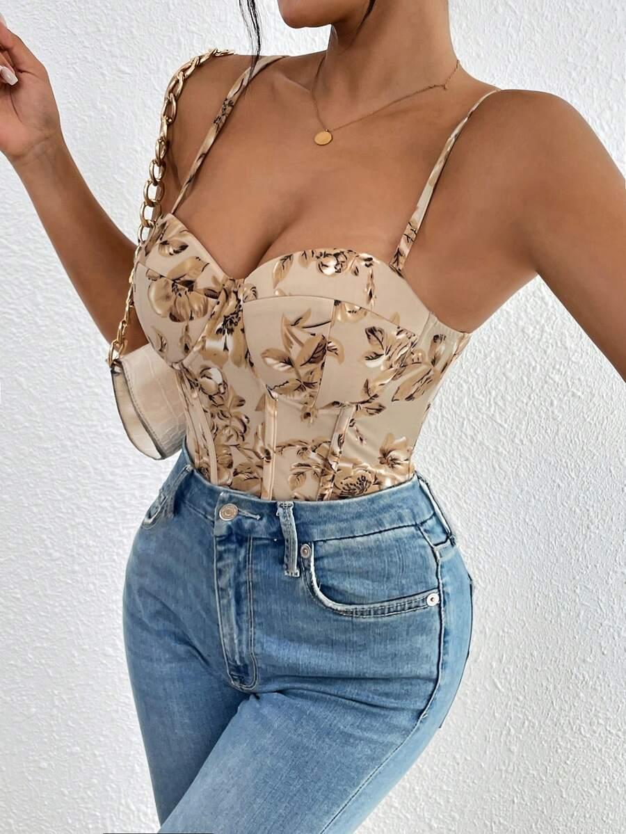 body w kwiatowy wzór