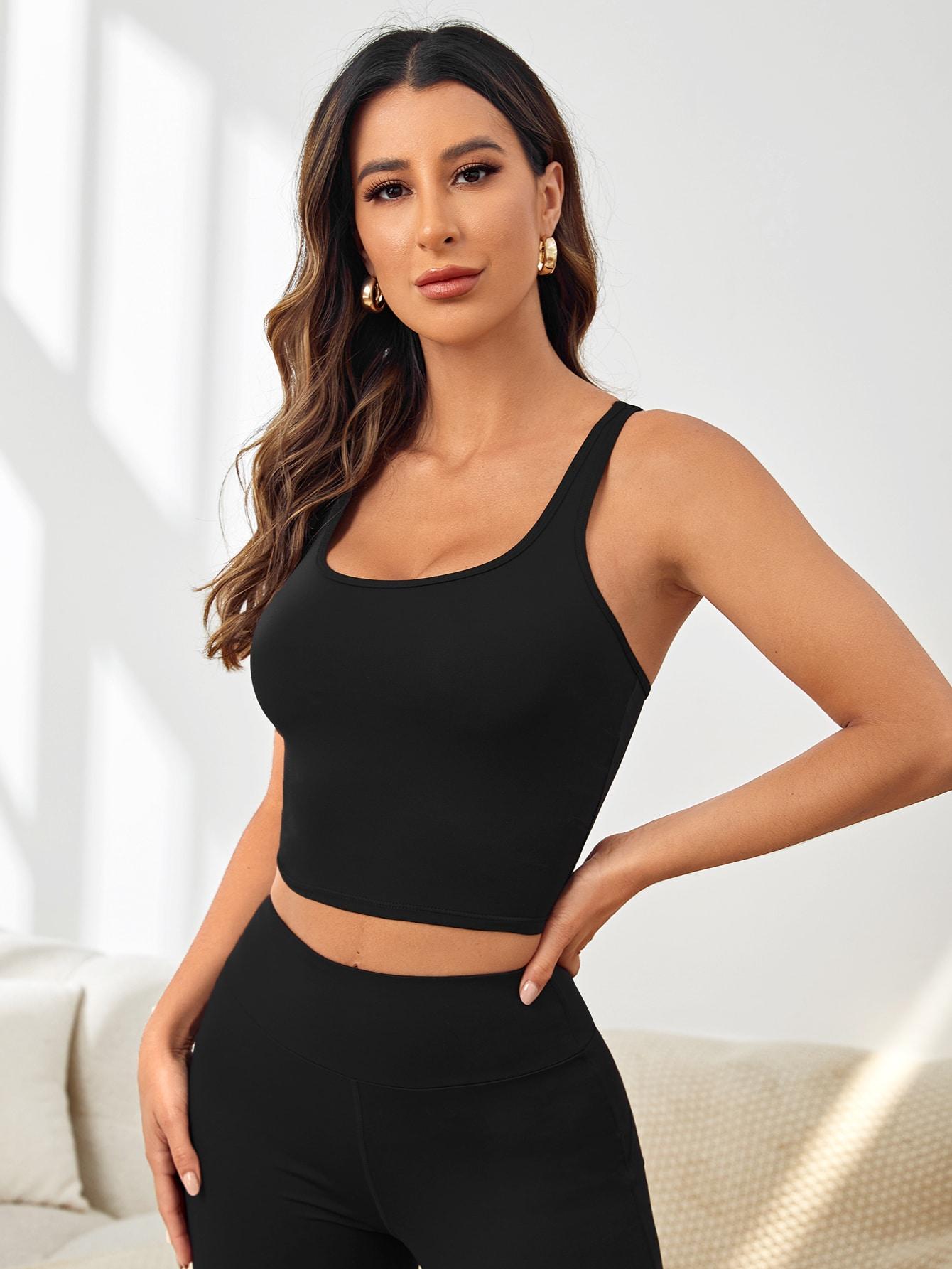 CZARNY SPORTOWY CROP TOP 