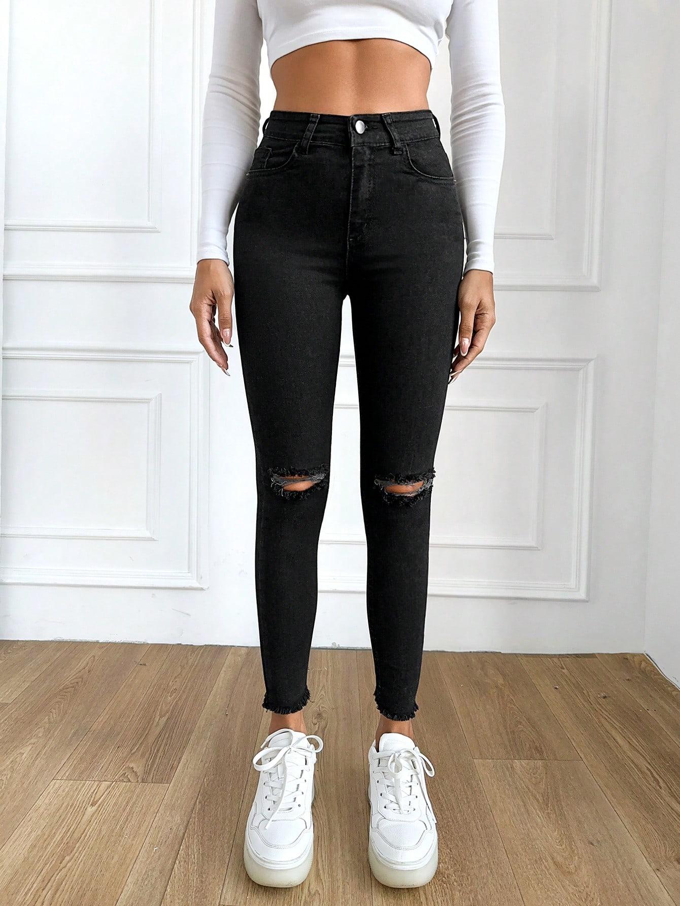 CZARNE SPODNIE JEANS