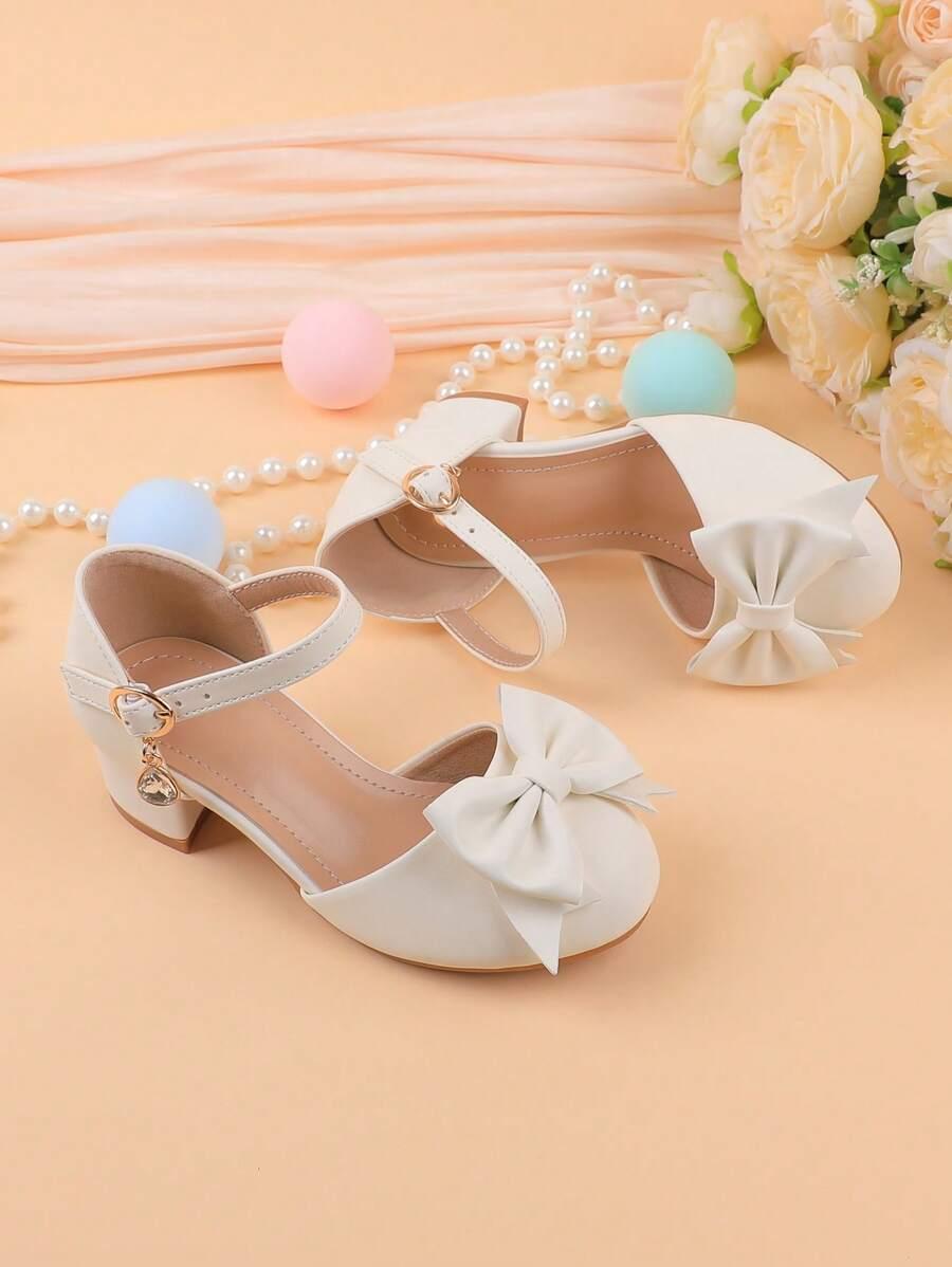 BUTY DZIEWCZĘCE NA OBCASIE Z KOKARDĄ