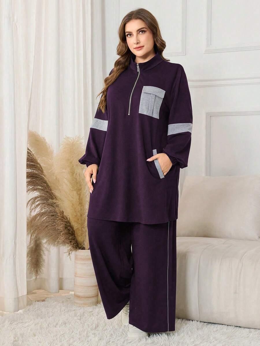 fioletowy komplet bluza spodnie