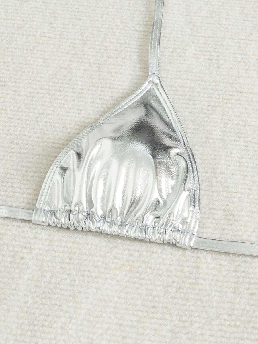 SREBRNE BIKINI DWUCZĘŚCIOWE WIĄZANE