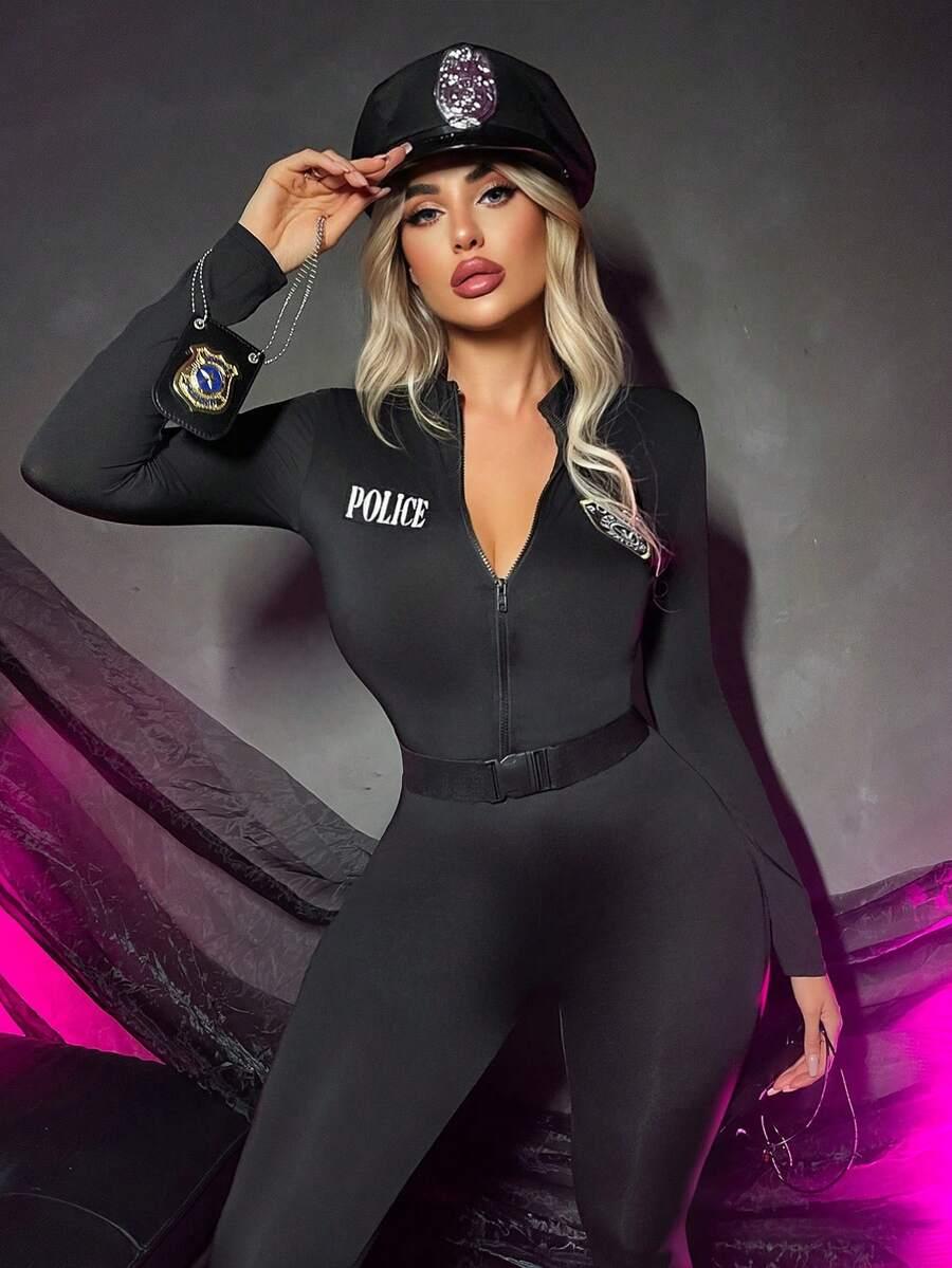 CZARNY KOMBINEZON przebranie policjantki