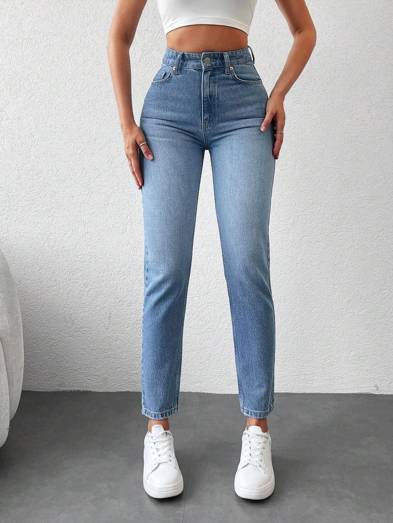 NIEBIESKIE SPODNIE MOM JEANS