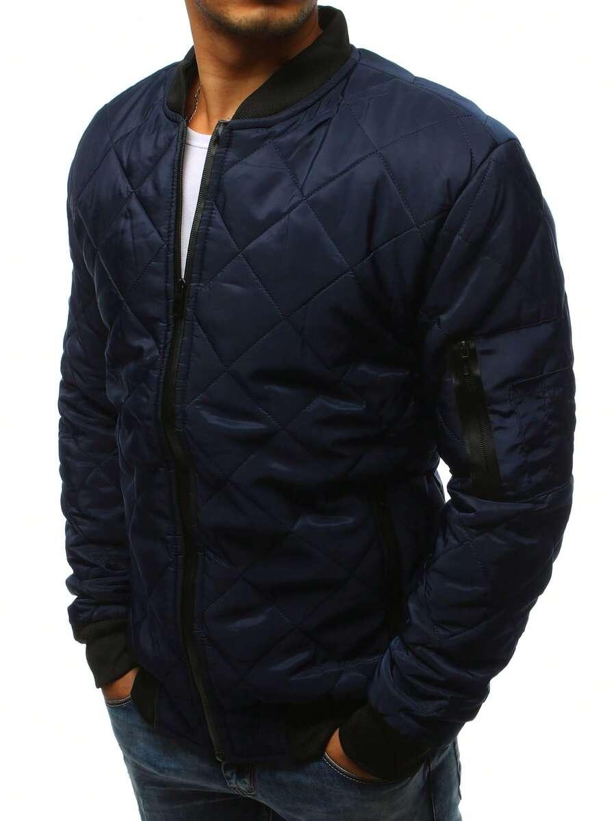 GRANATOWA PIKOWANA KURTKA BOMBER