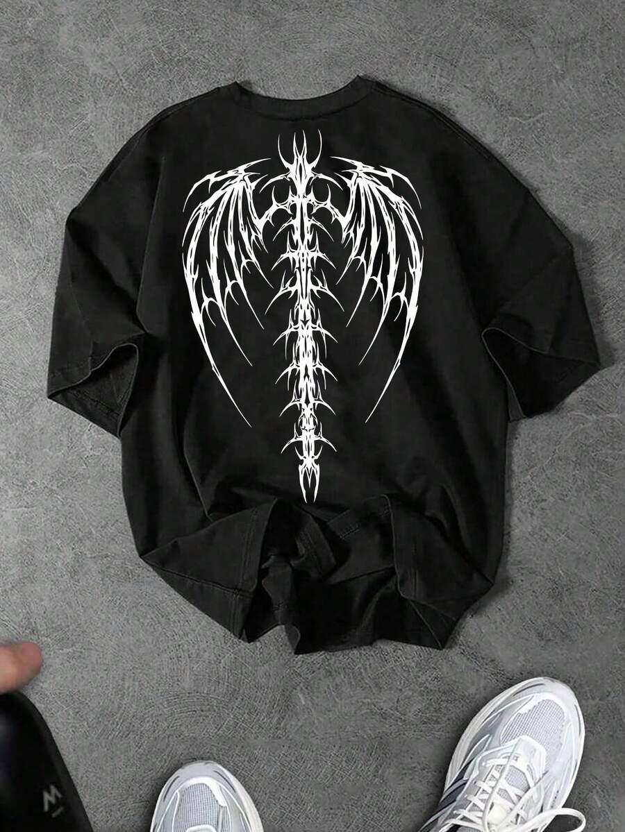 czarny t-shirt nadruk