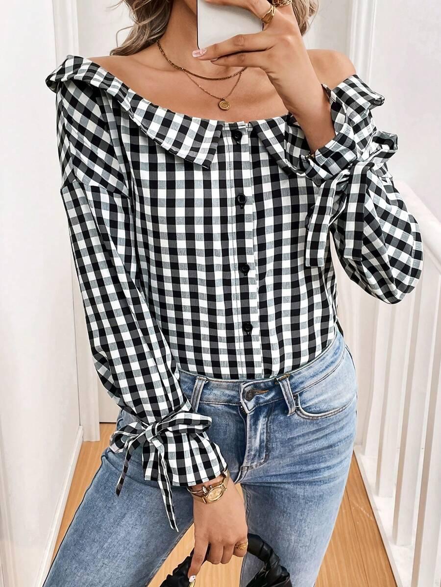 LUŹNA BLUZKA W KRATKĘ