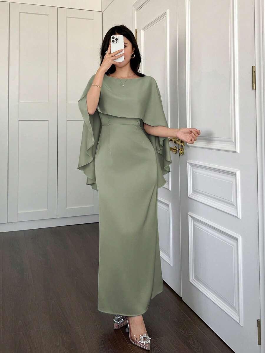 ZIELONA MAXI SUKIENKA peleryna