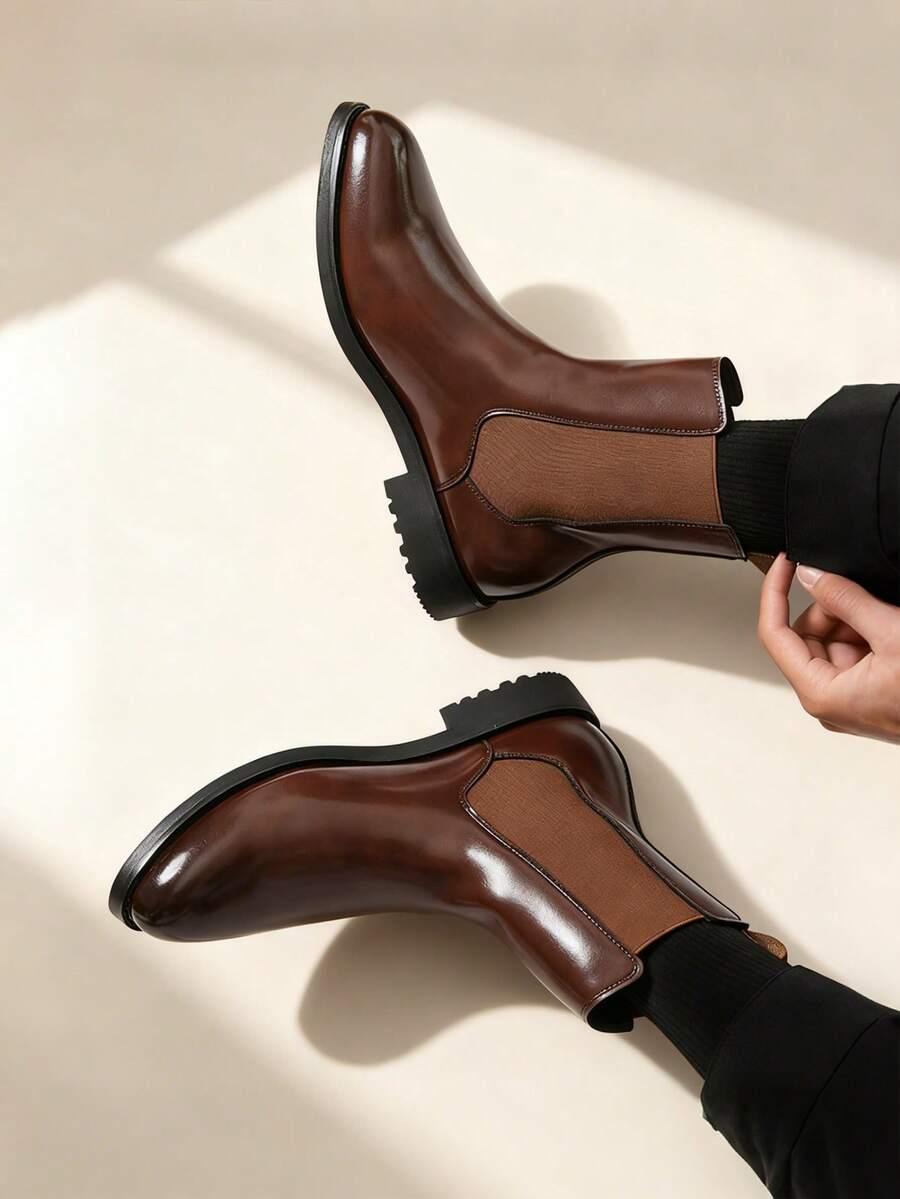 brązowe buty imitacja skóry